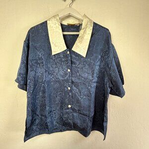 Vintage 90s Victoria's Secret Satin Button Up Pajama Top Sleep Shirt Large New